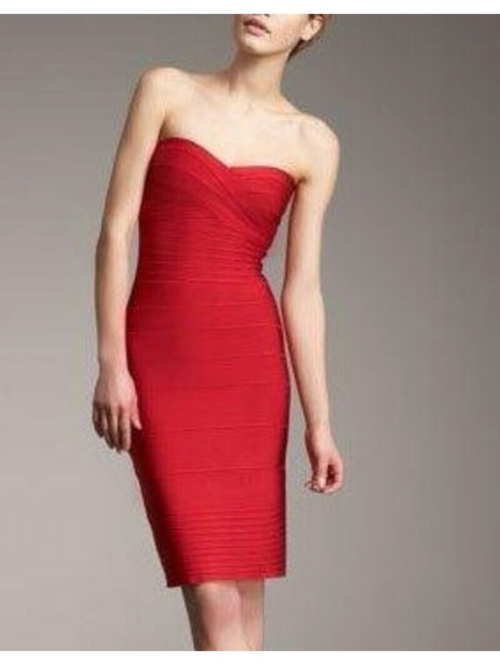 BCBGMaxazria Max Azria bandage tube dress S red strapless party wedding evening